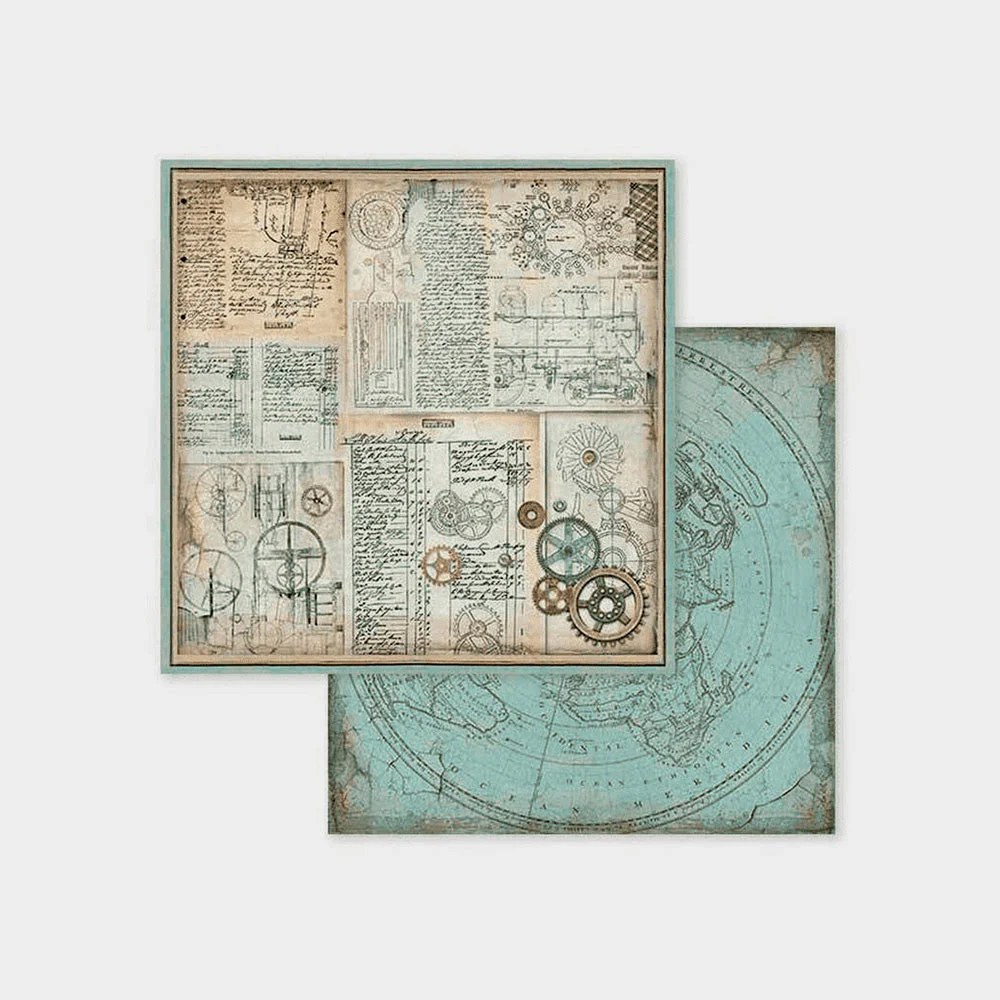 Set Papel Scrap Voyages Fantastiques 8x8 Stamperia - Image 8