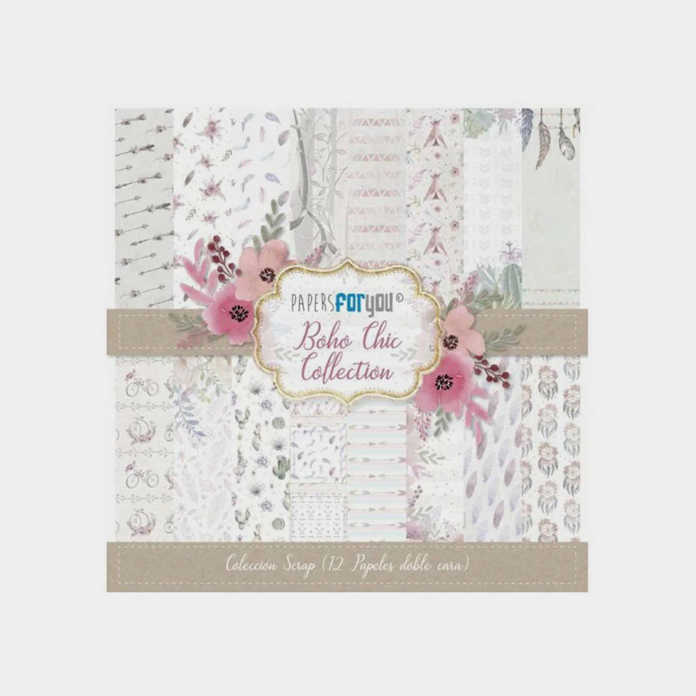 Set Papeles Scrap 30x30 Boho Chic Papers For You