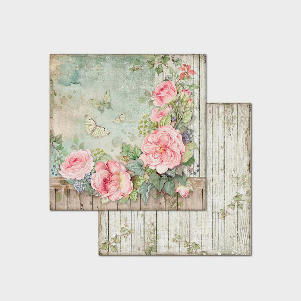 Set Papeles Scrap House of Roses 12x12" 10 Hojas Stamperia - Image 6