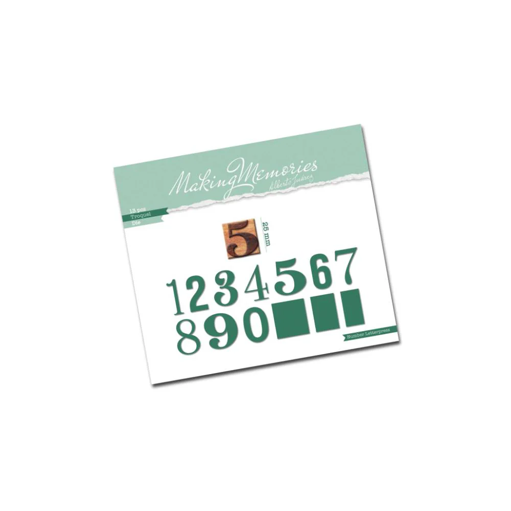 Set 13 Troqueles Números Letterpress Making Memories Alberto Juárez Basic Crea